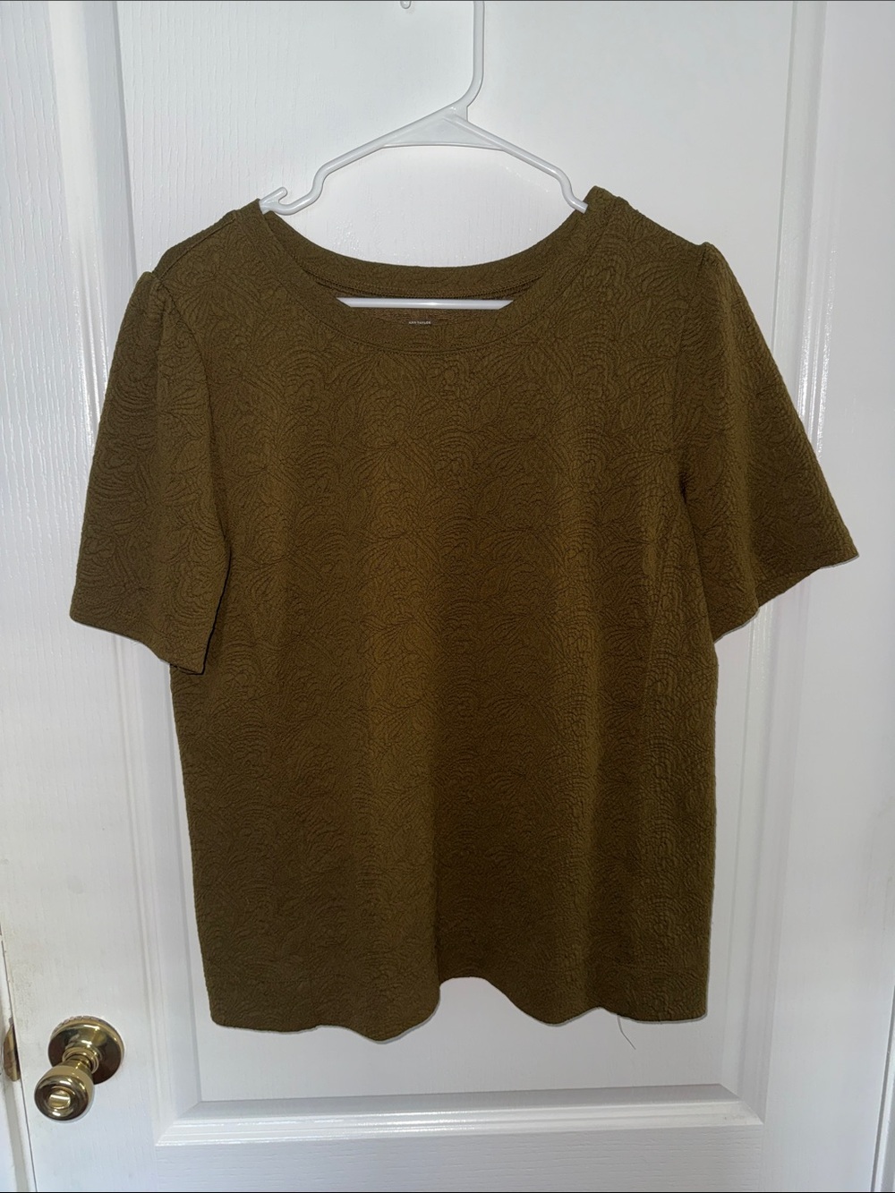LOFT Olive Green Short Sleeve Textured Top